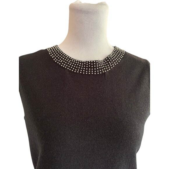 Designers Originals Petite black 2 piece beaded sweater tank w cardigan sz PM - Picture 2 of 16